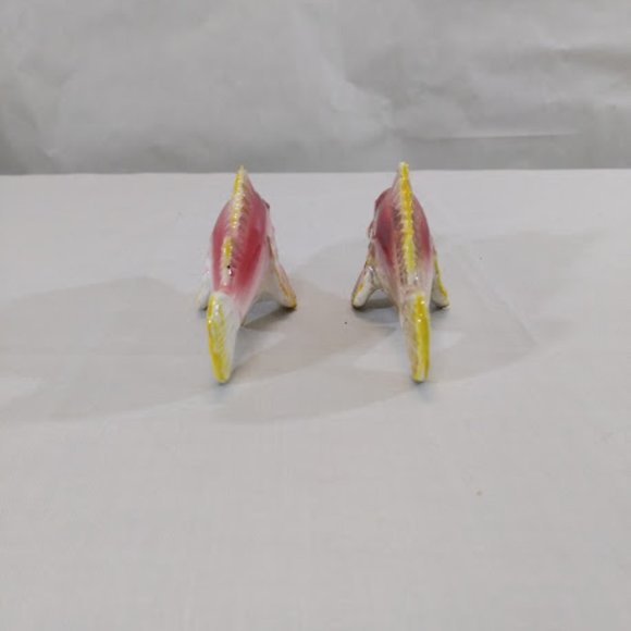 Vintage Salt and Pepper‎ Shakers Red & Yellow Koi Fish Japan 4” With Corks - Picture 4 of 5